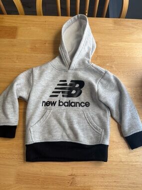 New Balance Light Grey Hoodie with Black Logo and Trim